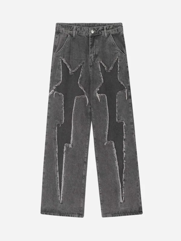 Thesupermade American Applique Star Embroidered Jeans sold by Thesupermade