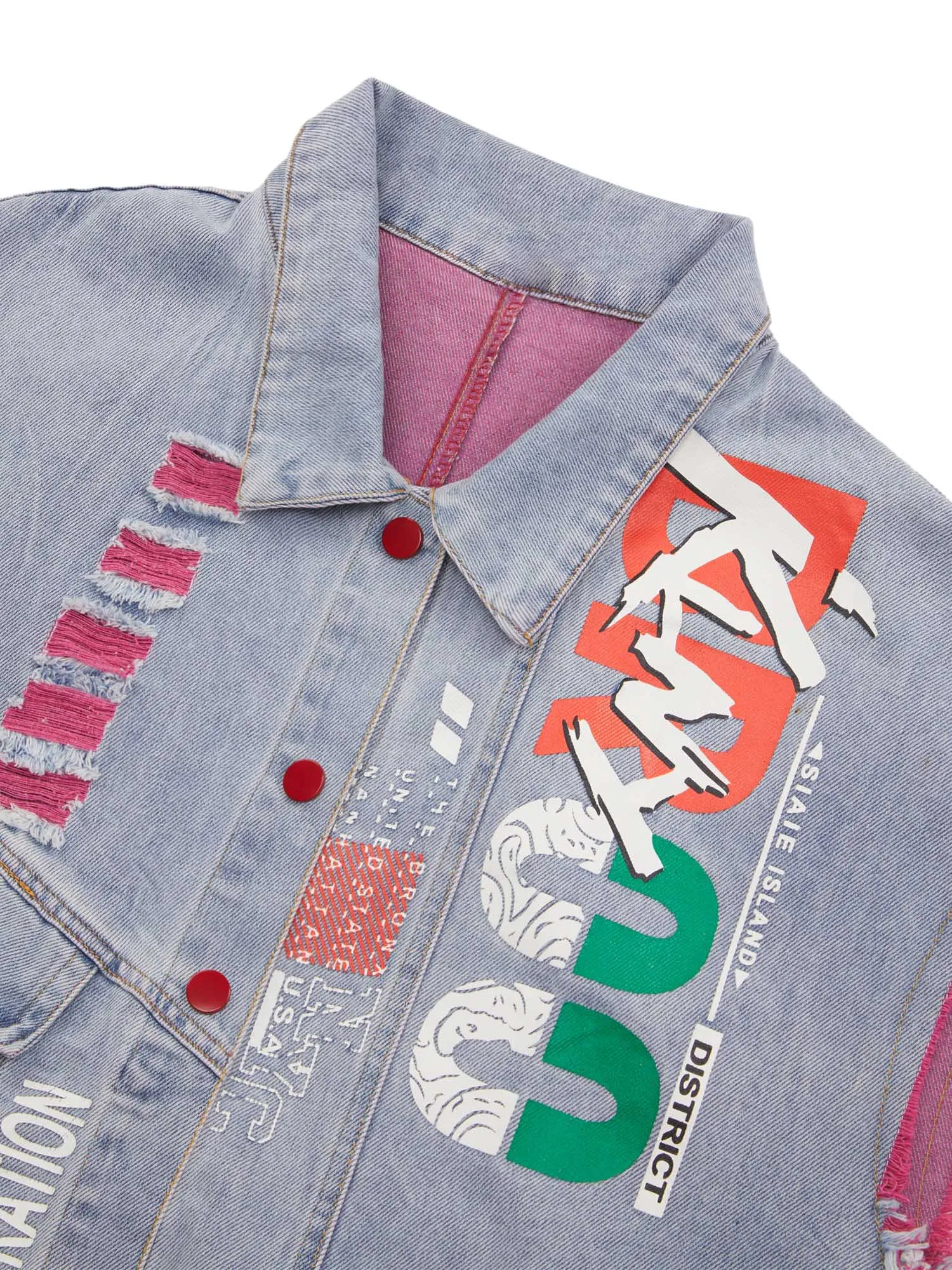 Thesupermade Street Hip-hop Ripped Graffiti Printed Denim Vest sold by Thesupermade product image thumbnail 3