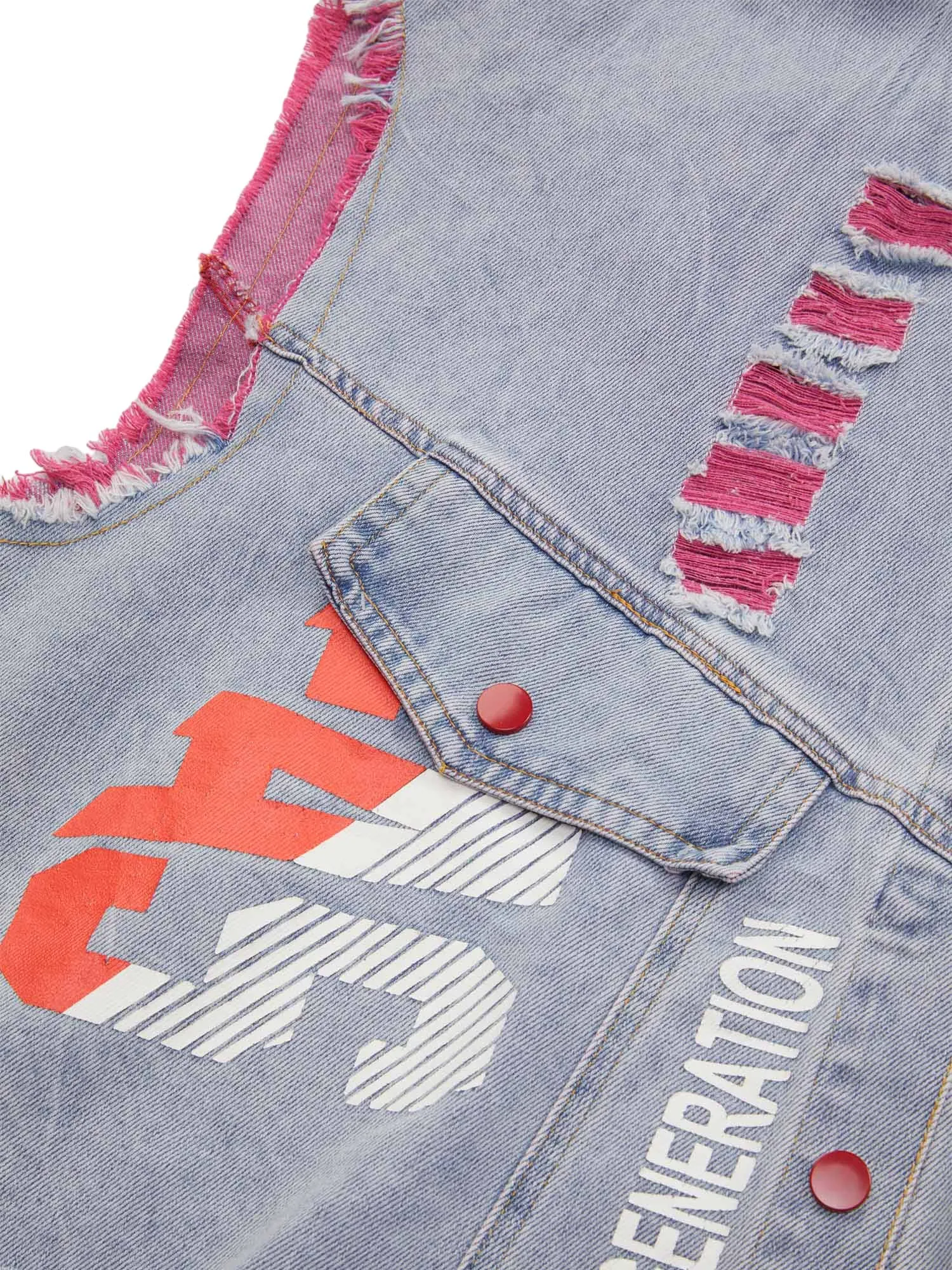 Thesupermade Street Hip-hop Ripped Graffiti Printed Denim Vest sold by Thesupermade product image thumbnail 5