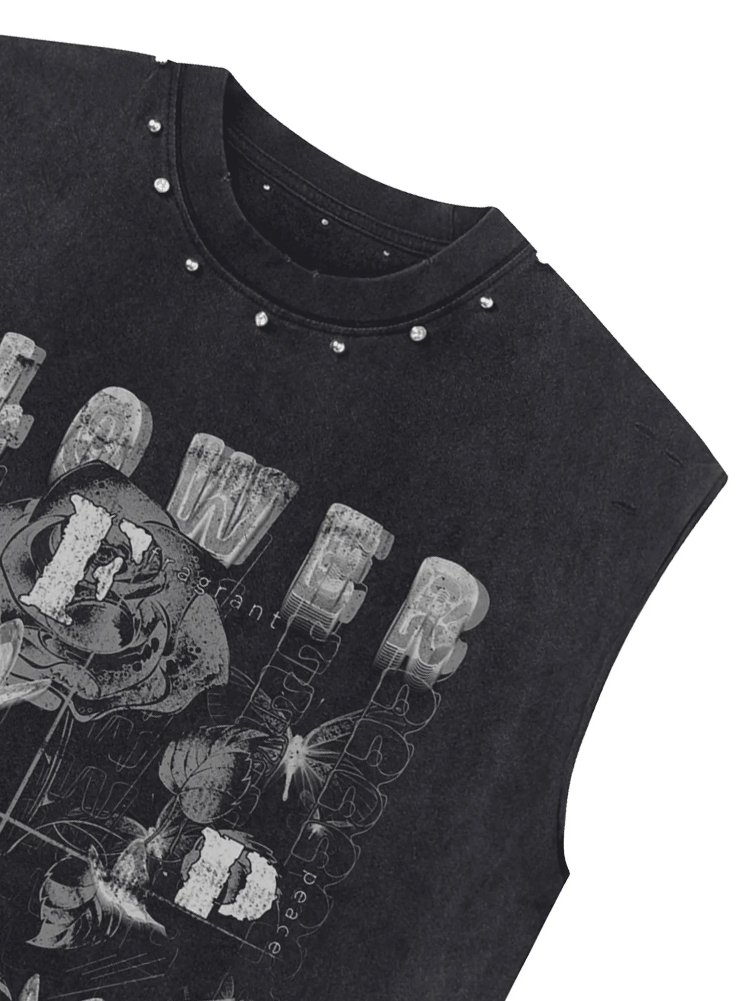 Thesupermade Art Rose Rivet Street Rap Sleeveless Vest sold by Thesupermade product image thumbnail 4