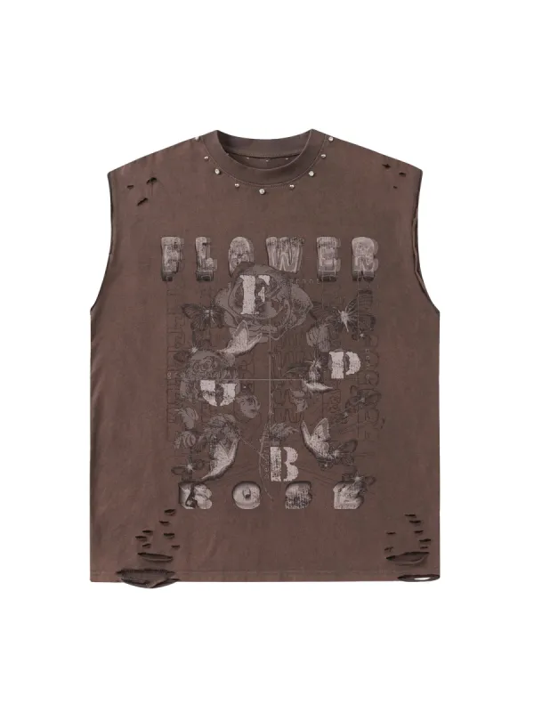 Thesupermade Art Rose Rivet Street Rap Sleeveless Vest sold by Thesupermade