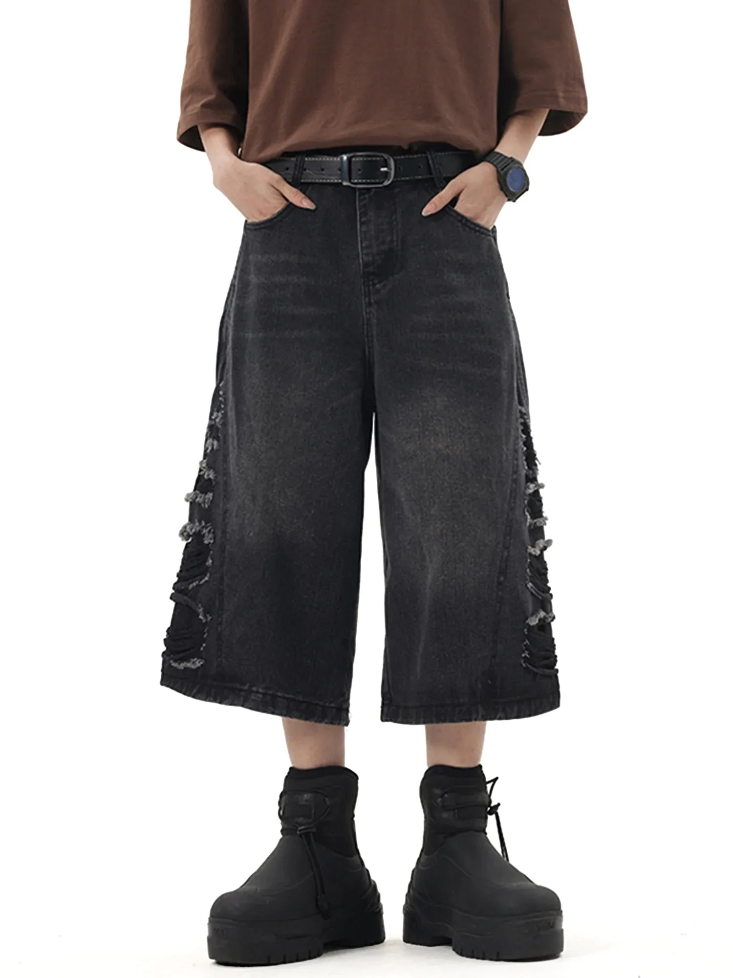 Patchwork Fur-trimmed Whiskered Jorts - 2040 sold by Thesupermade product image thumbnail 3