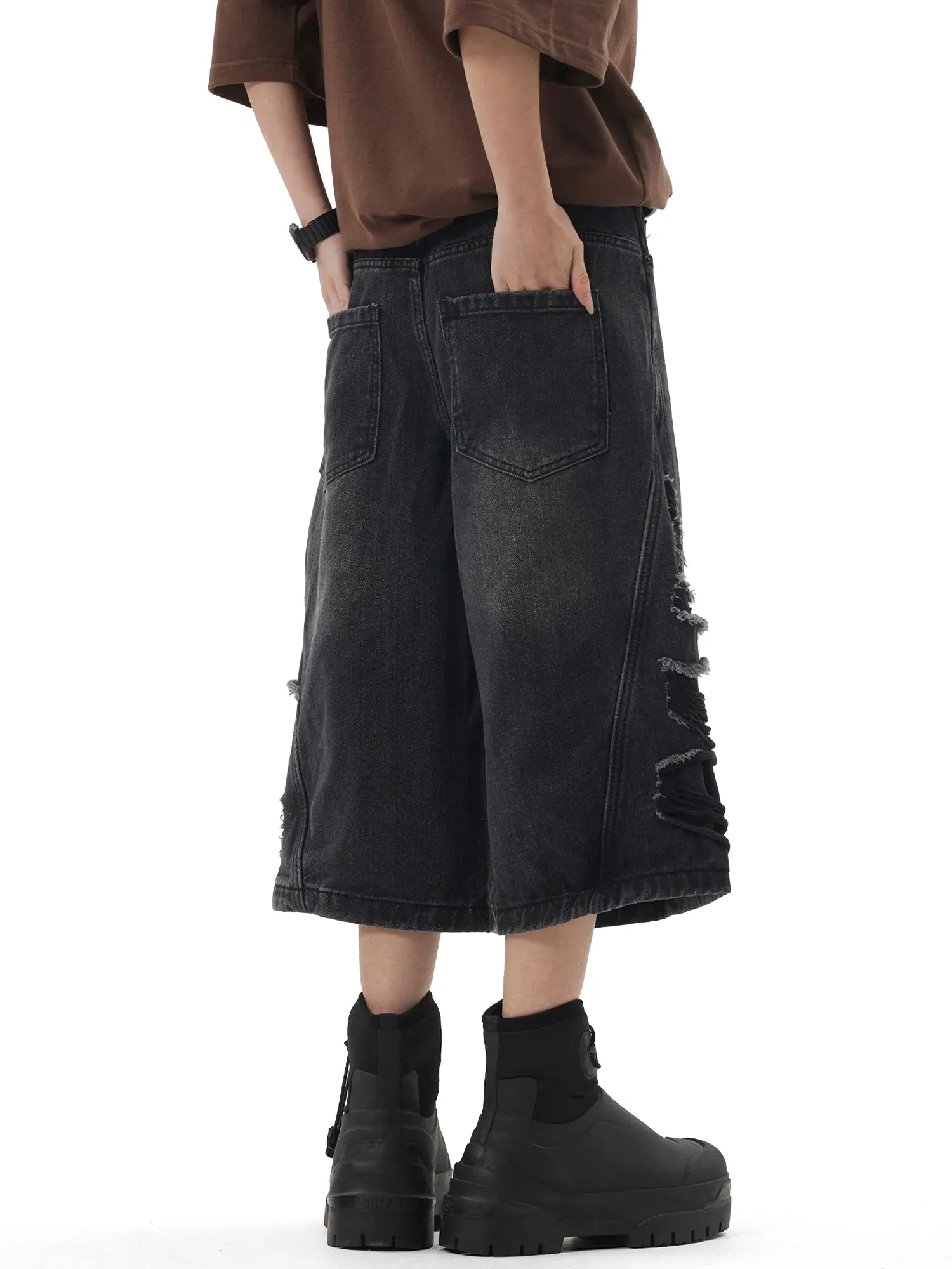 Patchwork Fur-trimmed Whiskered Jorts - 2040 sold by Thesupermade product image thumbnail 4