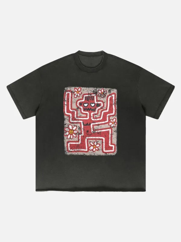 Thesupermade Vintage Street Retro Washed Old Fun Printed T-shirt sold by Thesupermade