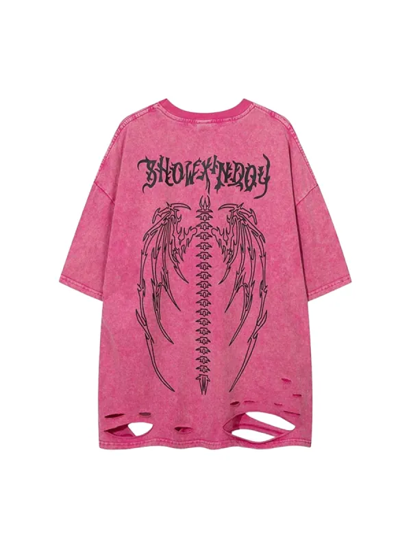 Thesupermade Skeleton Wings Print Raglan T-Shirt - 2083 sold by Thesupermade