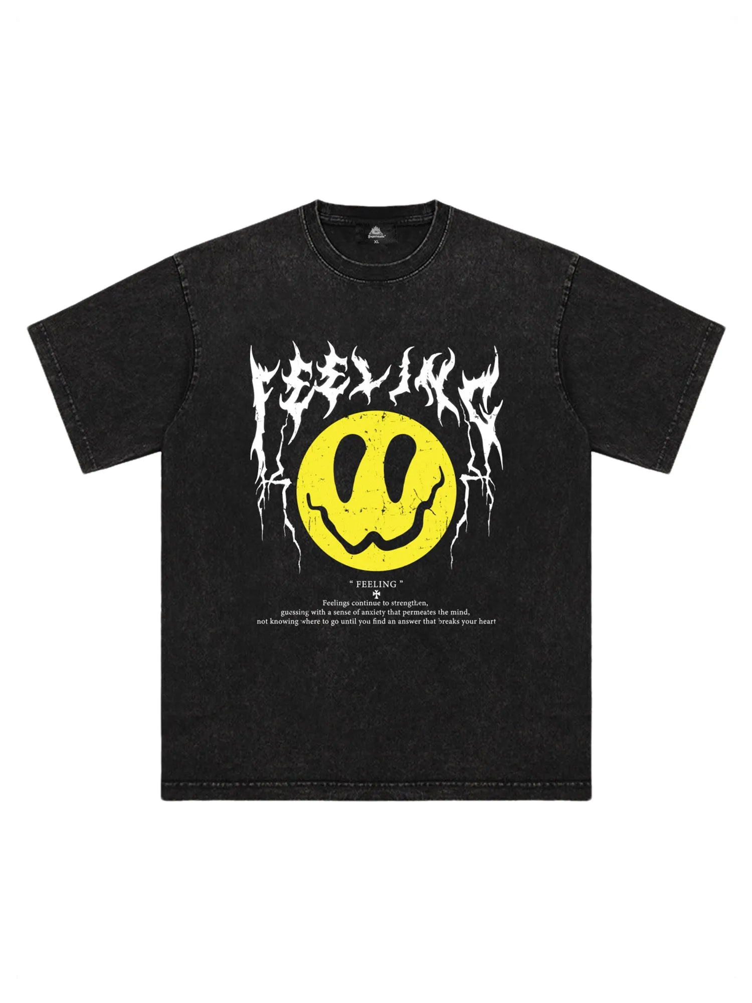 Thesupermade Smile Print Washed T-Shirt sold by Thesupermade