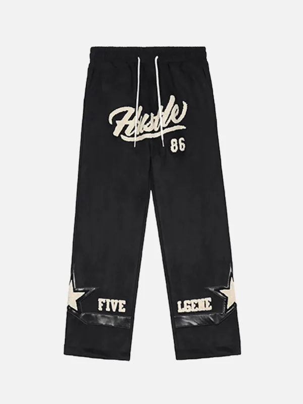 Thesupermade American Retro Letter Towel Embroidered Casual Sweatpants sold by Thesupermade