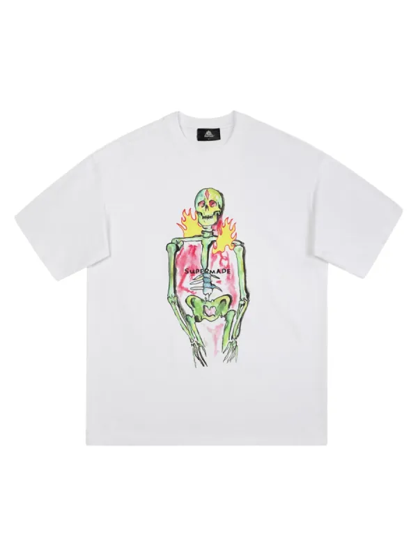 Thesupermade Hand-painted Skull Print T-shirt - 1629 sold by Thesupermade