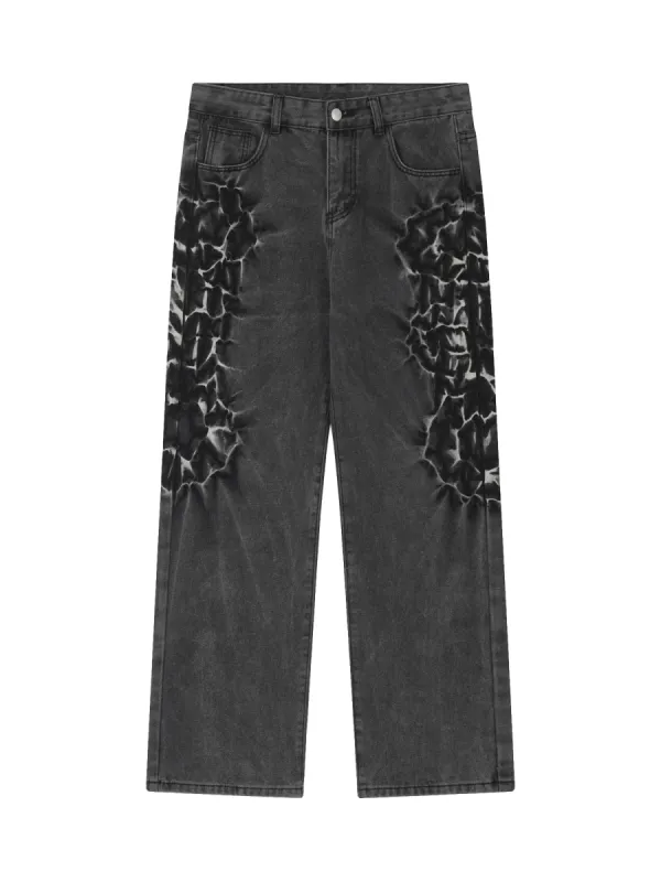 Street Trend Washed Dark Distressed Design Jeans sold by Thesupermade