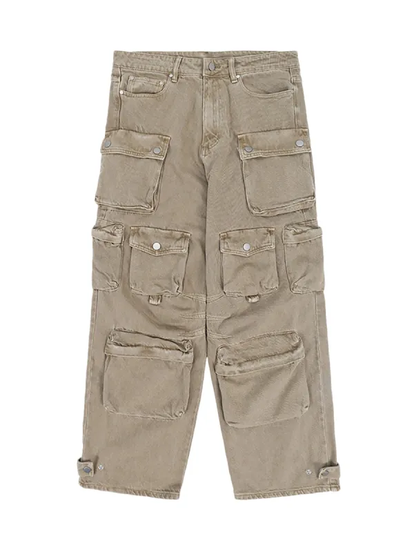 Wasteland Style Washed Ripped Pocket Cargo Trousers - 1926 sold by Thesupermade