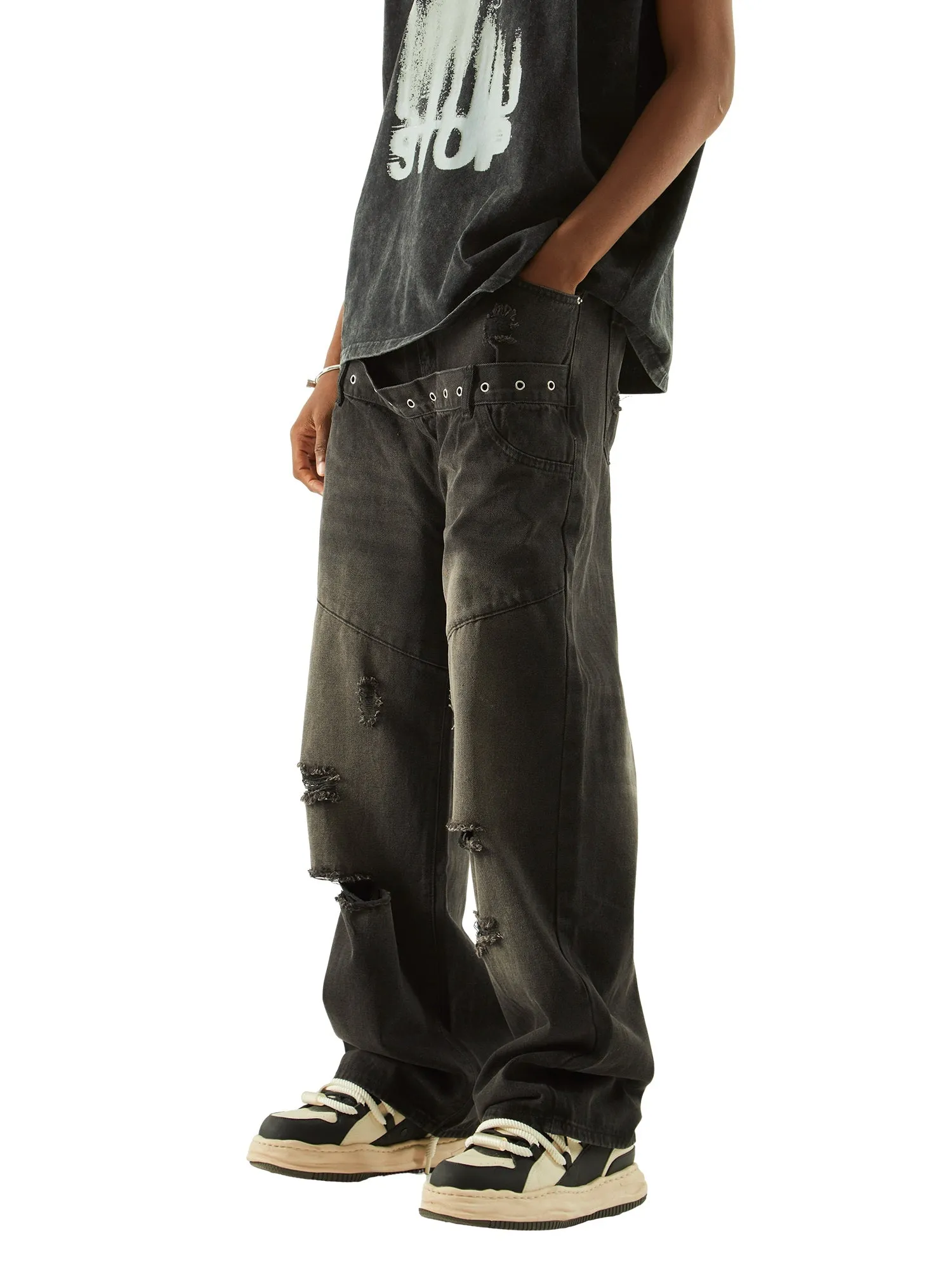 Vintage Washed Distressed Jeans sold by Thesupermade product image thumbnail 3