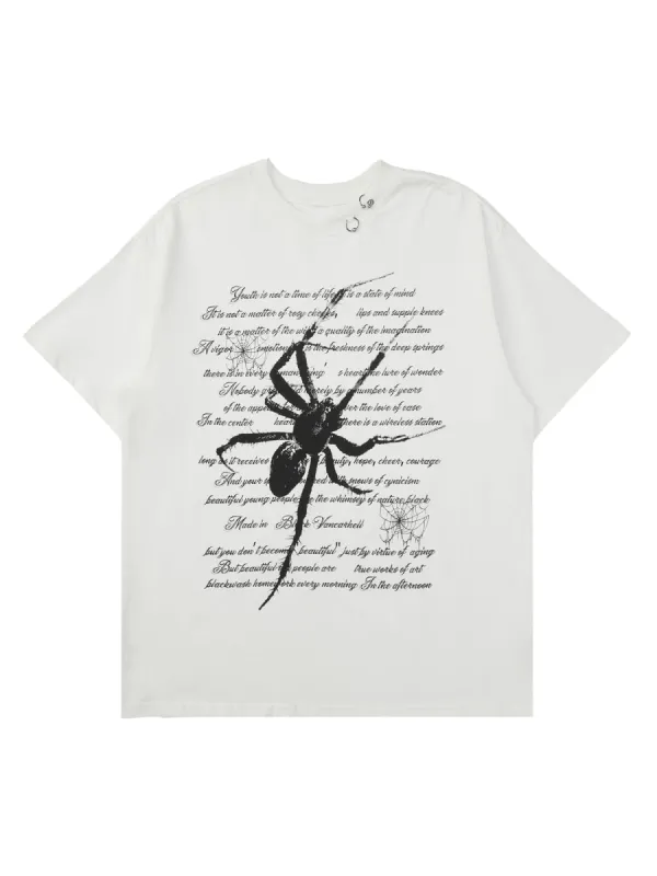 Thesupermade Spider Crawling Letters Street Rap T-shirt - 2074 sold by Thesupermade