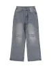 Thesupermade Hip-Hop Shining Cross Hot Diamond Distressed Washed Baggy Jeans sold by Thesupermade