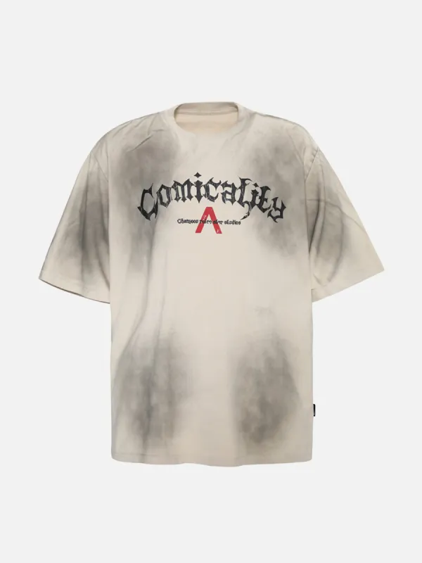 Inverted V Letter Print Spray Color T-shirt sold by Thesupermade