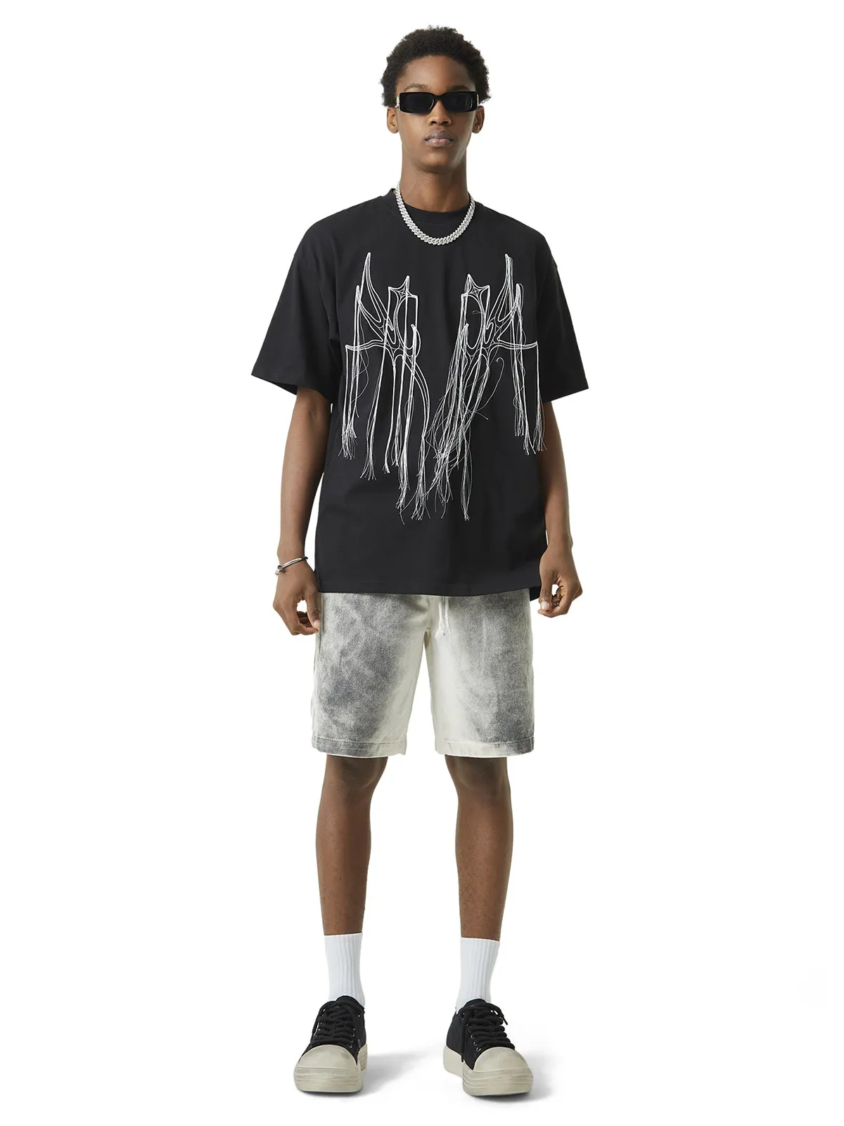 Thesupermade Spray-painted Woodcut Hip-Hop Shorts sold by Thesupermade product image thumbnail 5