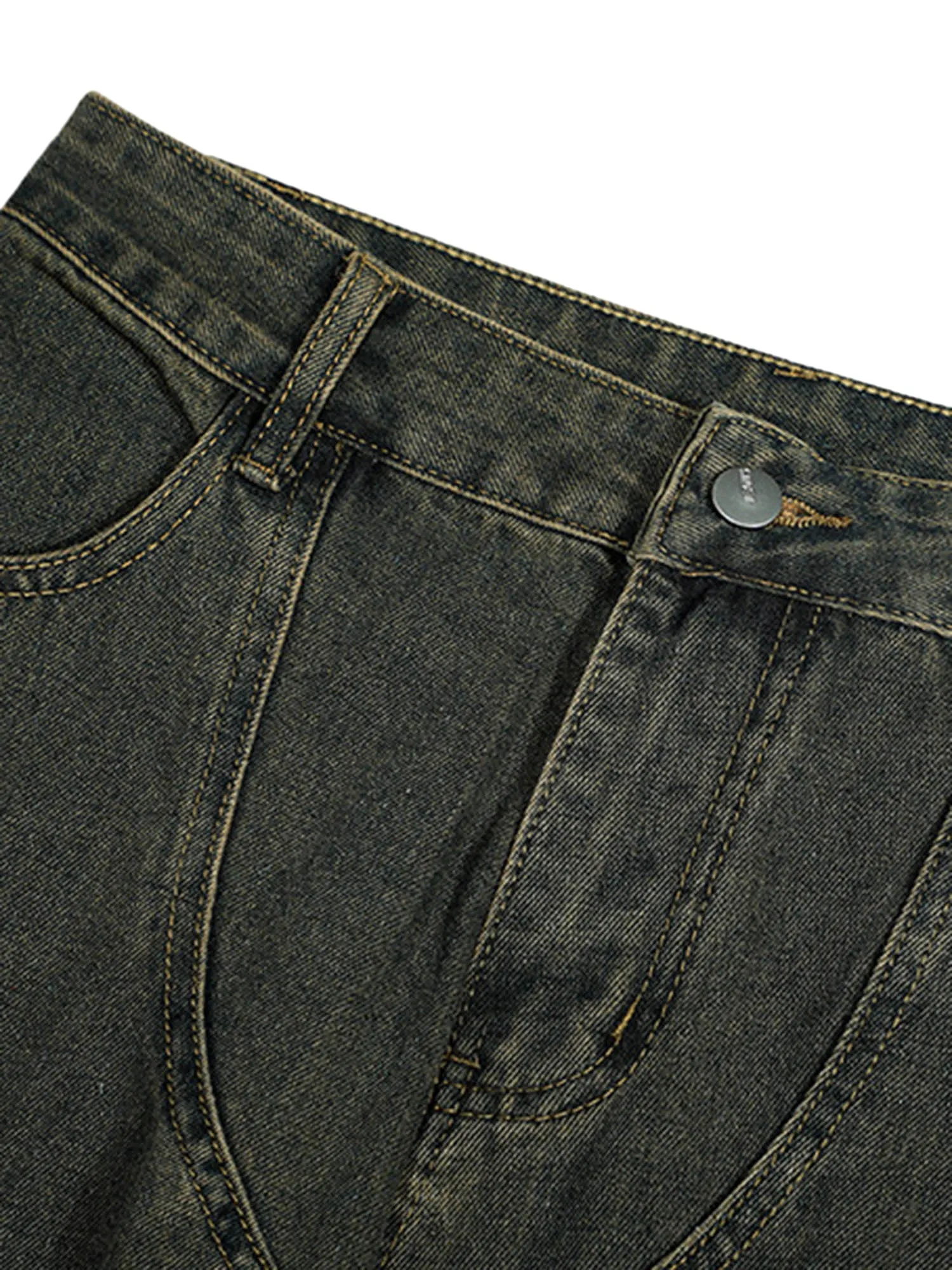 American Distressed Retro Multi-pocket Workwear Washed Jeans sold by Thesupermade product image thumbnail 3