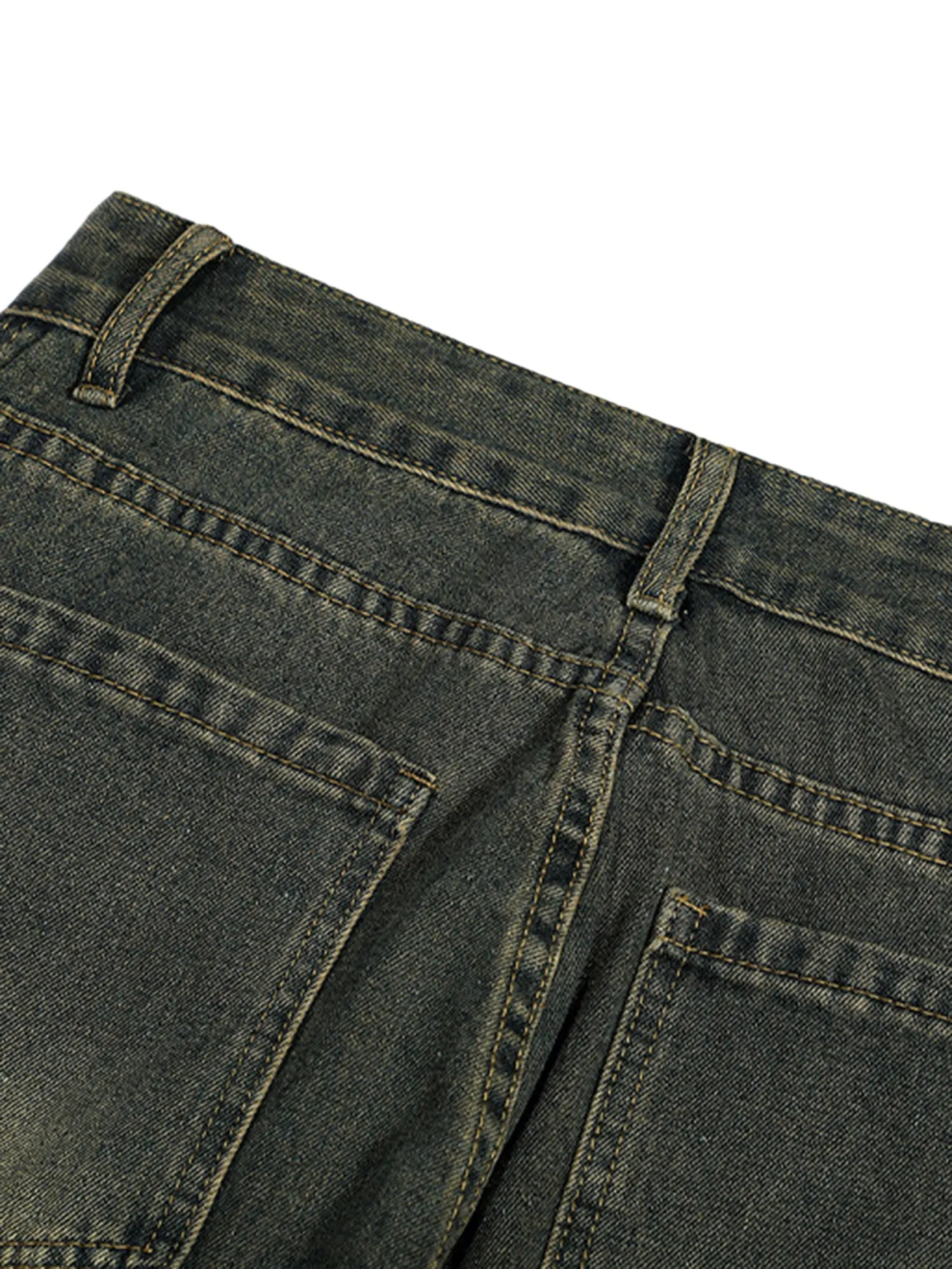 American Distressed Retro Multi-pocket Workwear Washed Jeans sold by Thesupermade product image thumbnail 2