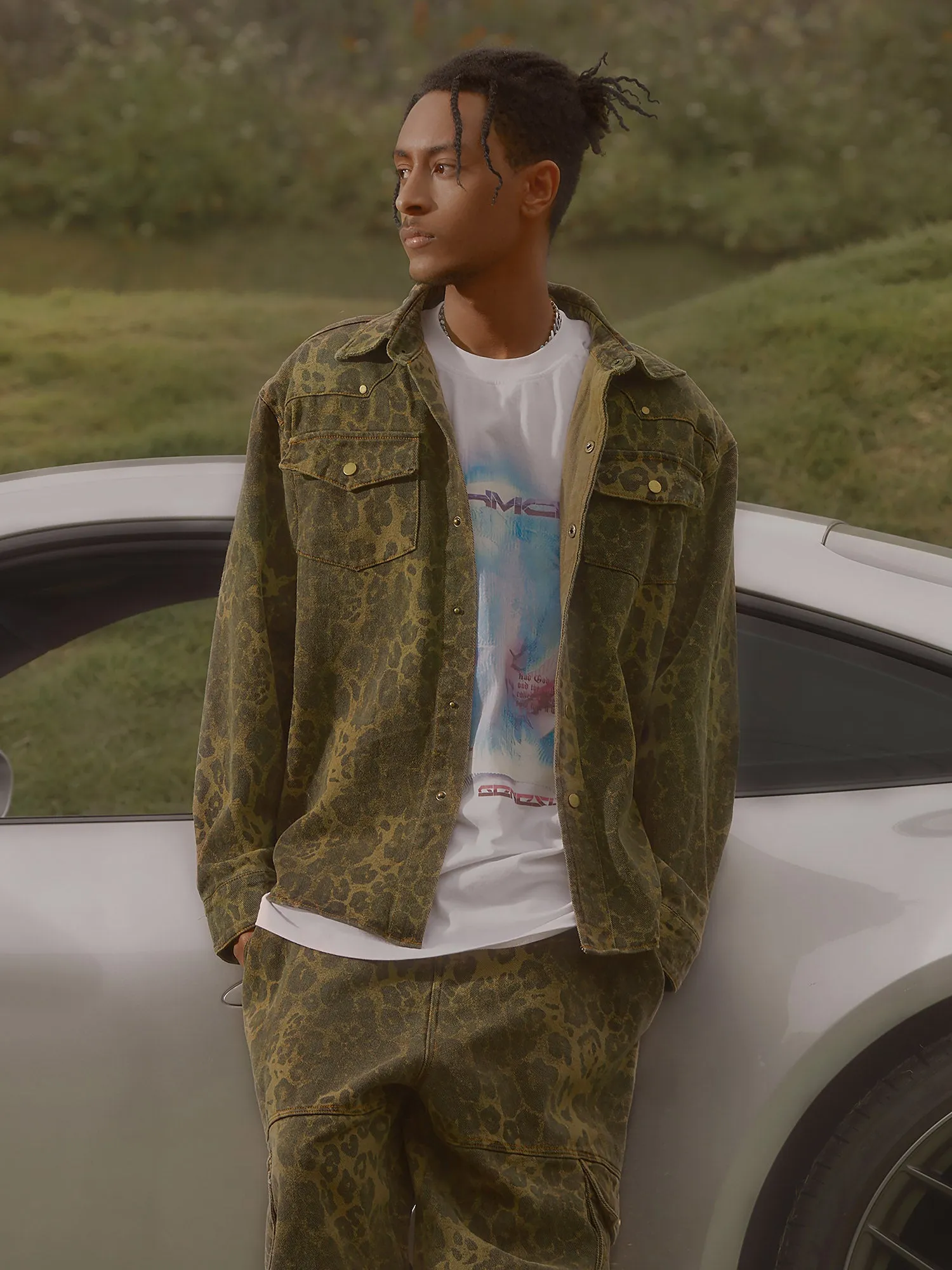 Thesupermade Leopard Print Distressed Washed Patchwork Suit - 1971 sold by Thesupermade product image thumbnail 3