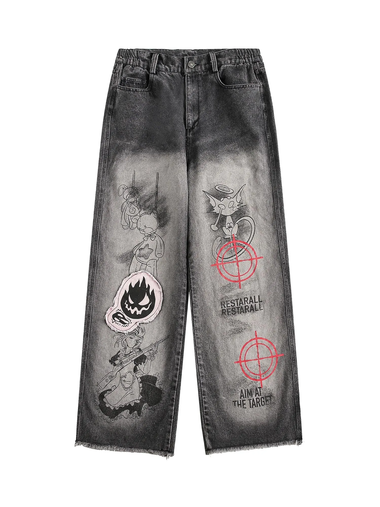 Thesupermade High Street Hip-hop Fun Print Jeans sold by Thesupermade
