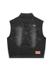 Thesupermade Dark Spider Letter Embroidered Denim Vest Jacket sold by Thesupermade