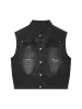 Thesupermade Dark Spider Letter Embroidered Denim Vest Jacket sold by Thesupermade