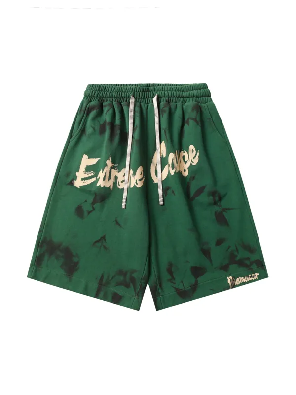 Thesupermade High Street Design Tie-dye Letter Casual Shorts sold by Thesupermade