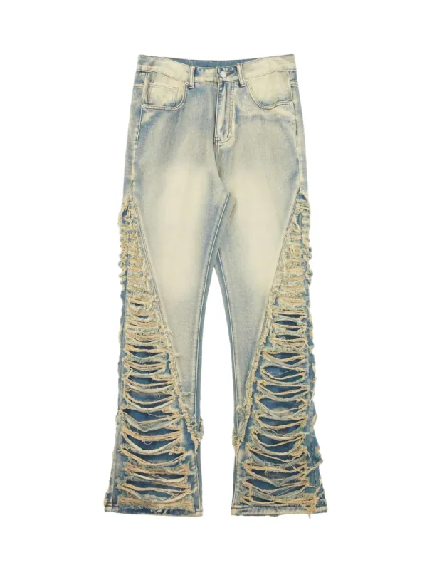 Thesupermade Ripped Double Straight Jeans - 2007 sold by Thesupermade