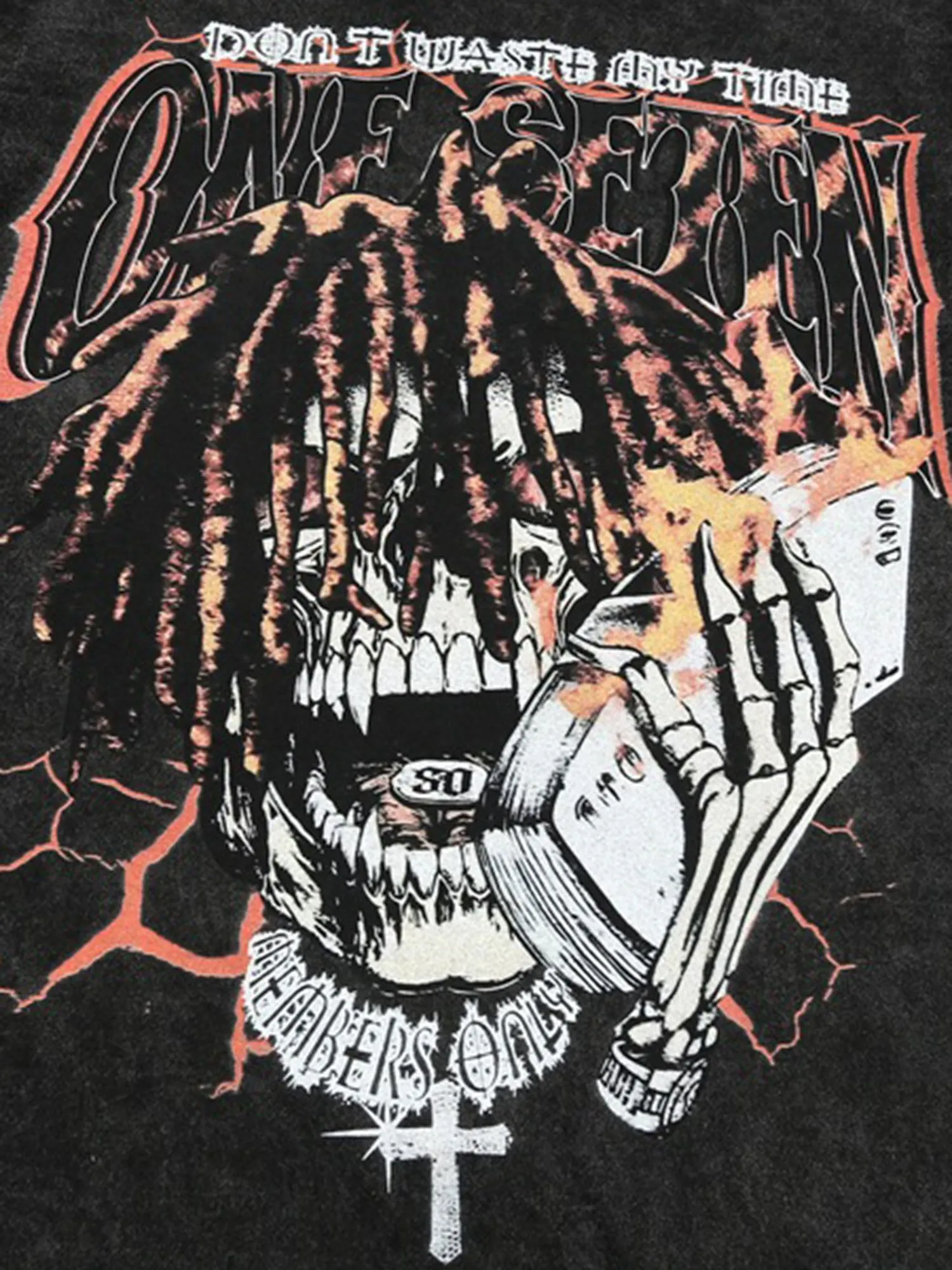 Retro VTG Dark Skeleton Hand T-shirt sold by Thesupermade product image thumbnail 3