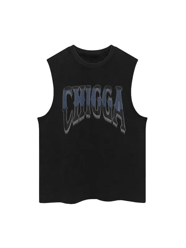 Thesupermade Retro Hip-hop Foam Printed Star Vest sold by Thesupermade