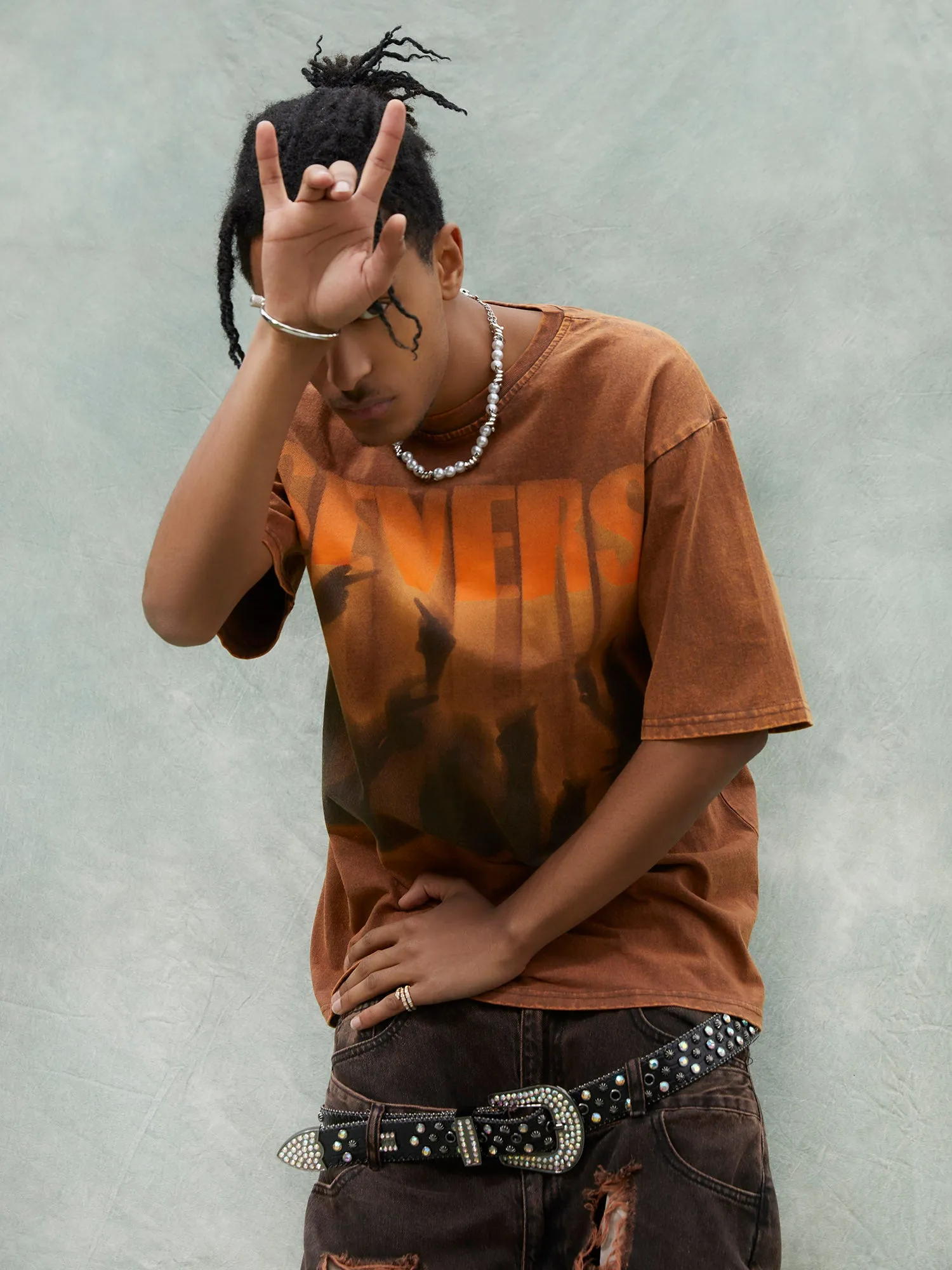 Thesupermade Washed Distressed Rap Vibe T-shirt sold by Thesupermade product image thumbnail 4