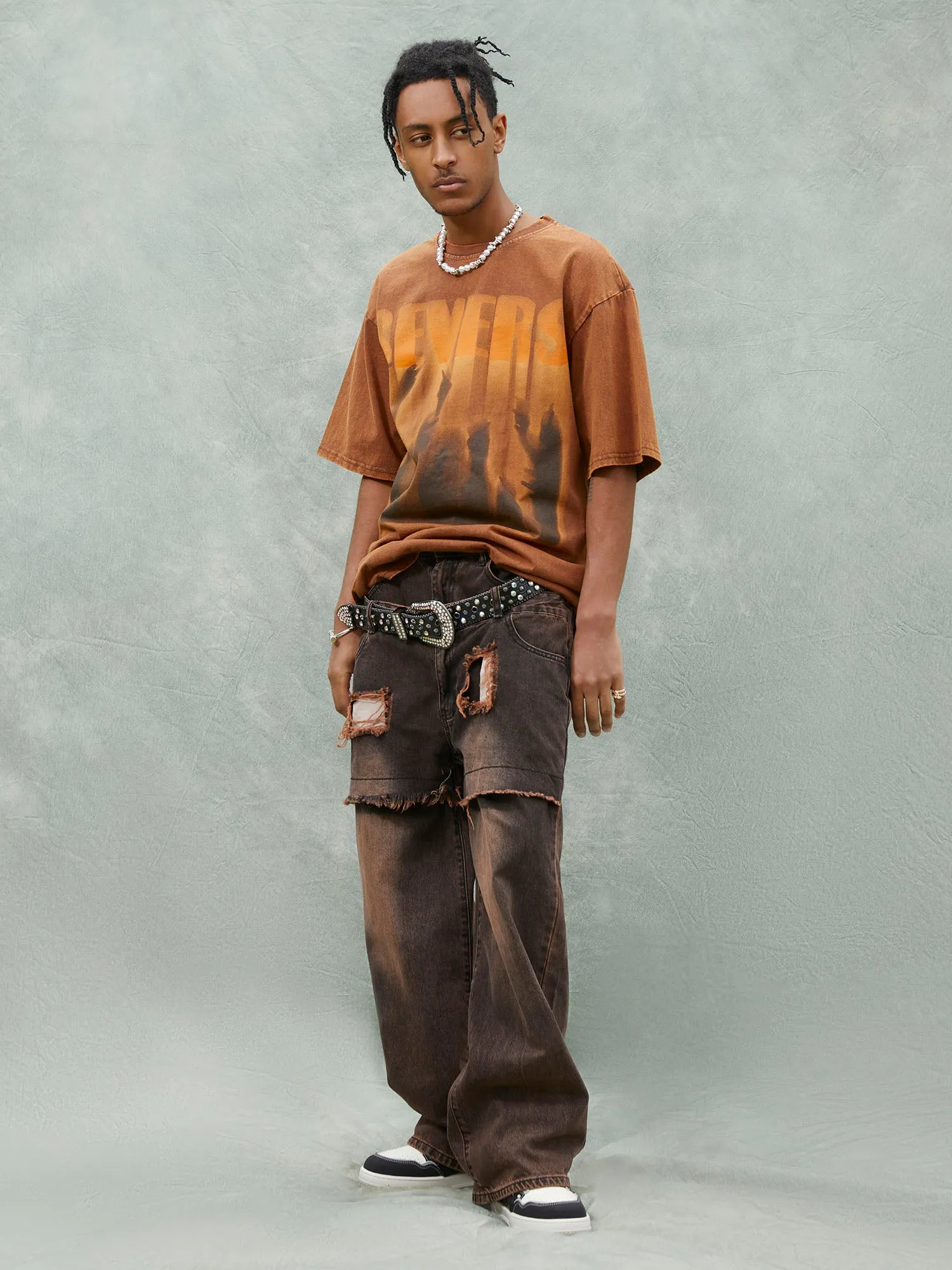 Thesupermade Washed Distressed Rap Vibe T-shirt sold by Thesupermade product image thumbnail 3