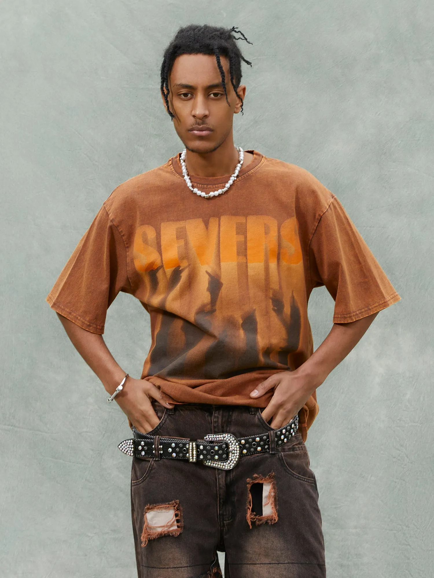 Thesupermade Washed Distressed Rap Vibe T-shirt sold by Thesupermade