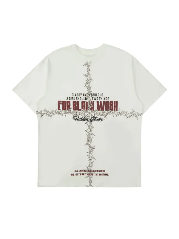 Thesupermade Street Thorn Letter Print T-shirt sold by Thesupermade