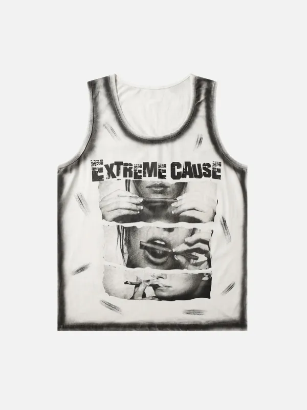 Thesupermade American Retro Design Printed Vest sold by Thesupermade