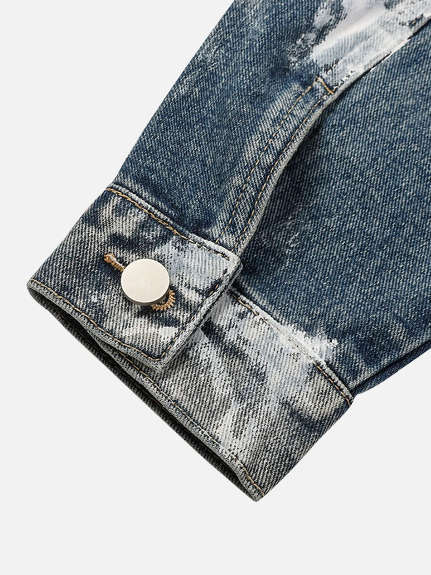 Thesupermade American Street Fashion Heavy Industry Washed Contrast Denim Jacket sold by Thesupermade product image thumbnail 4