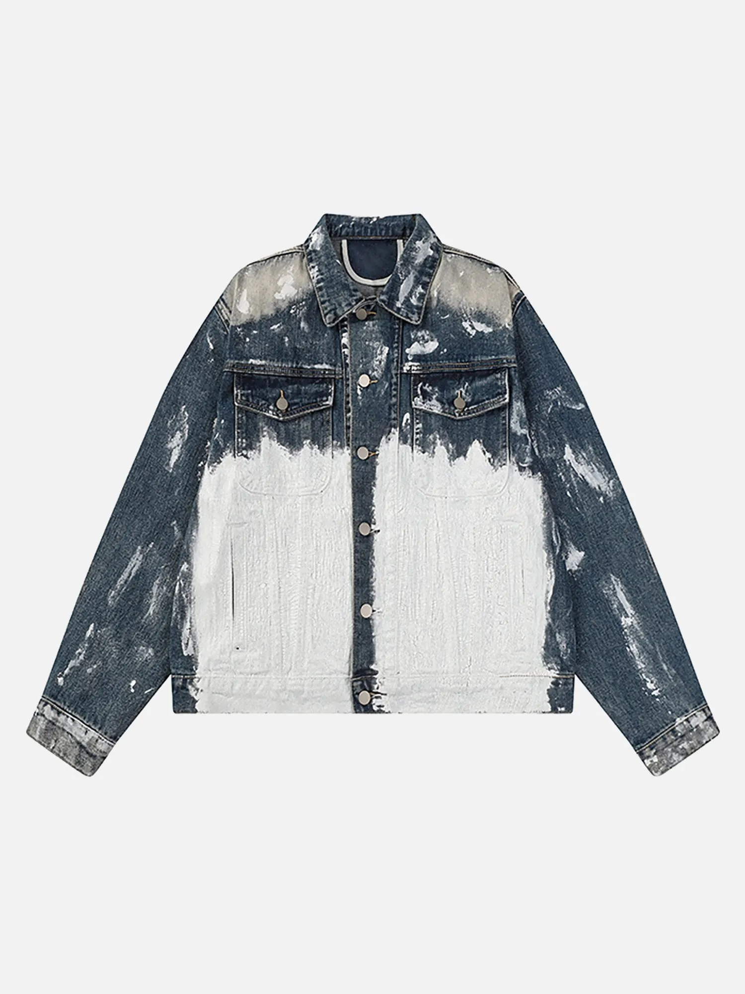 Thesupermade American Street Fashion Heavy Industry Washed Contrast Denim Jacket sold by Thesupermade