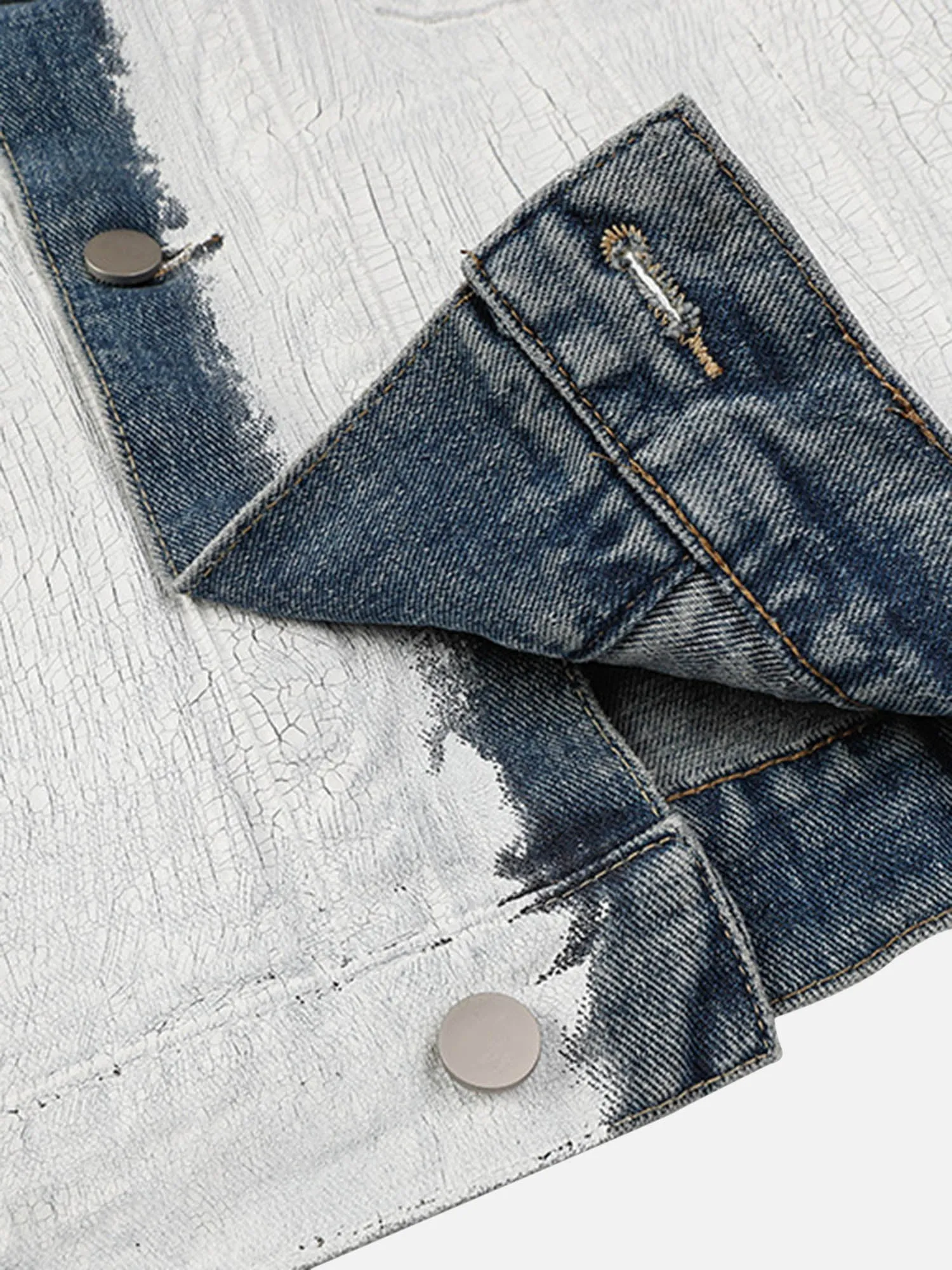 Thesupermade American Street Fashion Heavy Industry Washed Contrast Denim Jacket sold by Thesupermade product image thumbnail 5