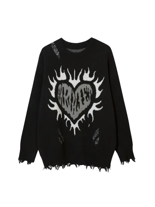 Thesupermade Flame Heart Sweater sold by Thesupermade