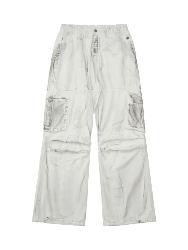 Thesupermade High Street Painted Pleated Drawstring Work Jeans - 2042 sold by Thesupermade