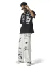 Thesupermade High Street Painted Pleated Drawstring Work Jeans - 2042 sold by Thesupermade