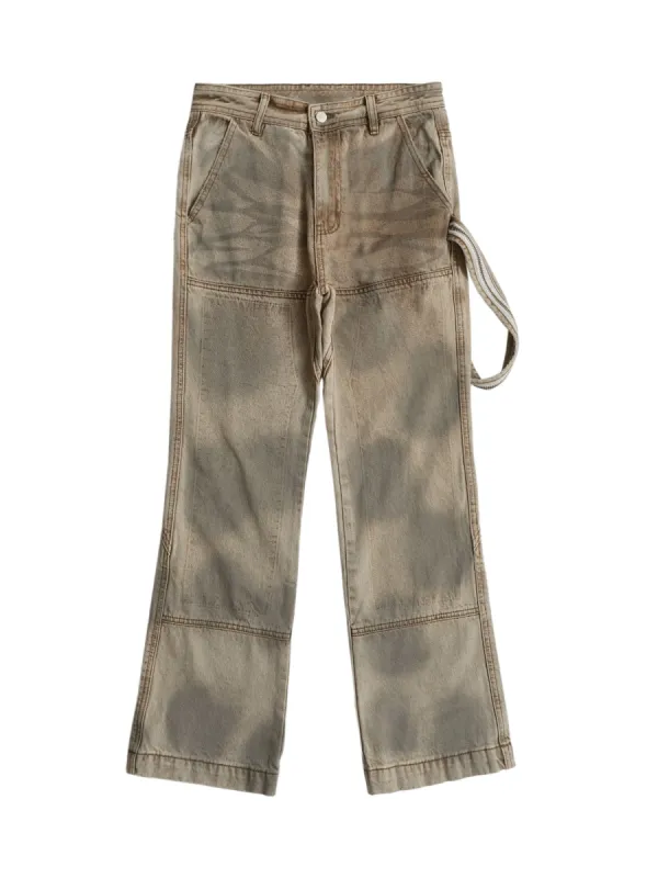 Thesupermade Street Hip-Hop Loose Nostalgic Washed Jeans sold by Thesupermade