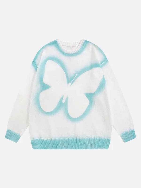 Thesupermade Butterfly Airbrush Graffiti Sweater sold by Thesupermade