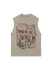 Thesupermade American Retro Creative Printed Vest sold by Thesupermade