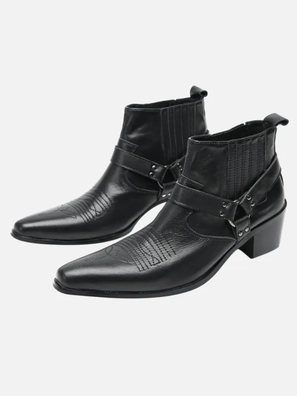 Pointed Toe Western Rider Metallic Removable Chelsea Biker Boots sold by Thesupermade
