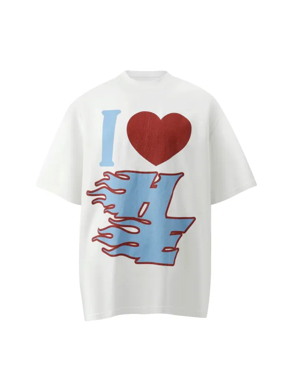 Thesupermade Love Heart Fun Print Street Rap T-Shirt sold by Thesupermade