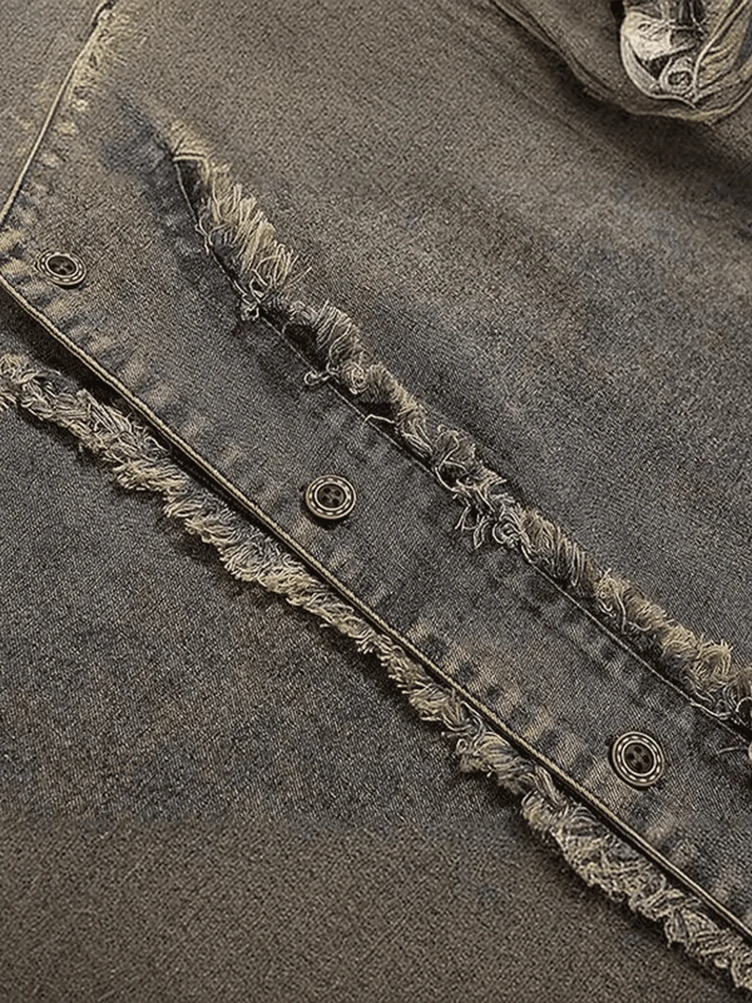 Thesupermade American Heavy Washed Design Raw Edge Denim Shirt sold by Thesupermade product image thumbnail 5