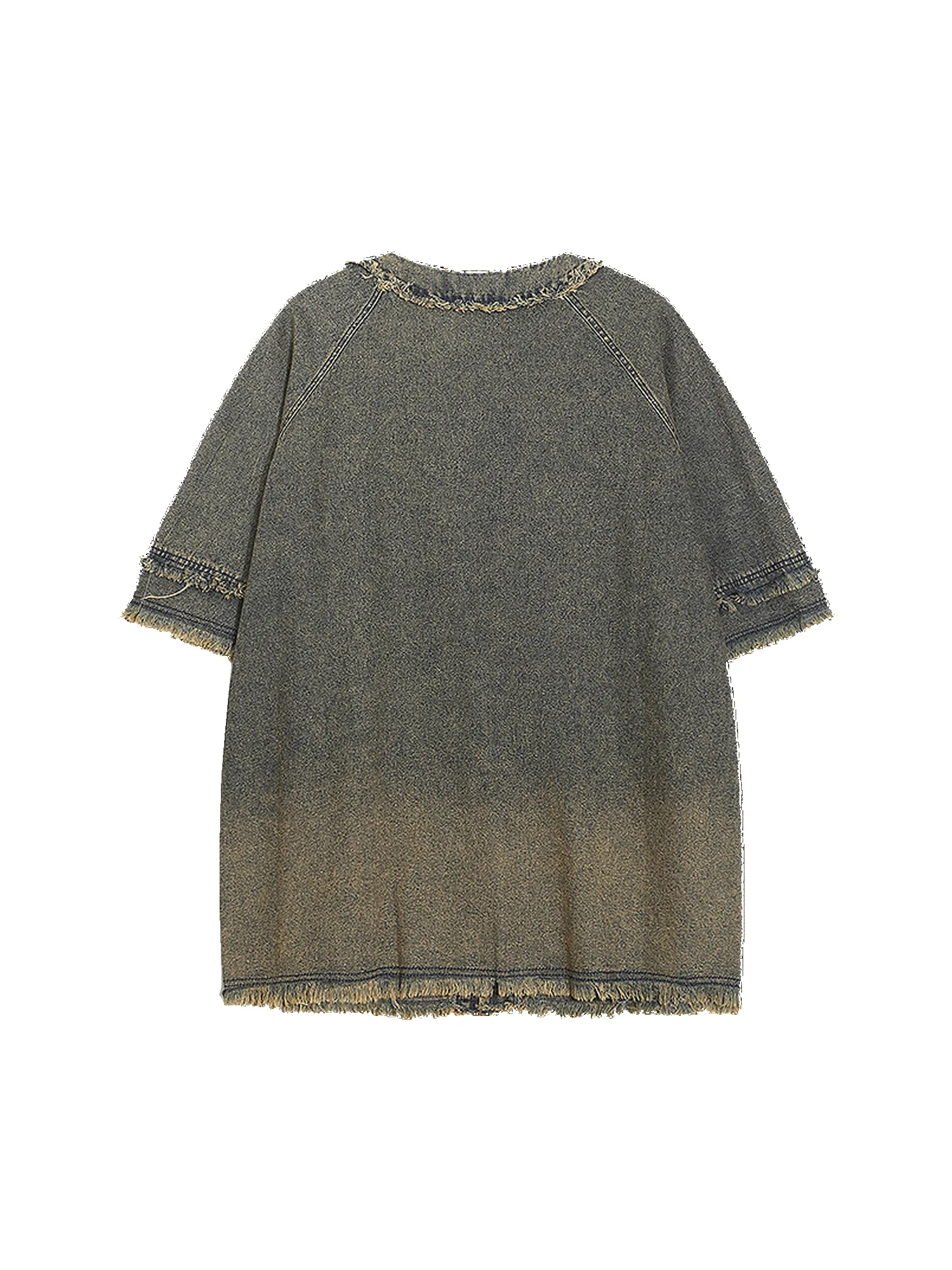 Thesupermade American Heavy Washed Design Raw Edge Denim Shirt sold by Thesupermade product image thumbnail 2