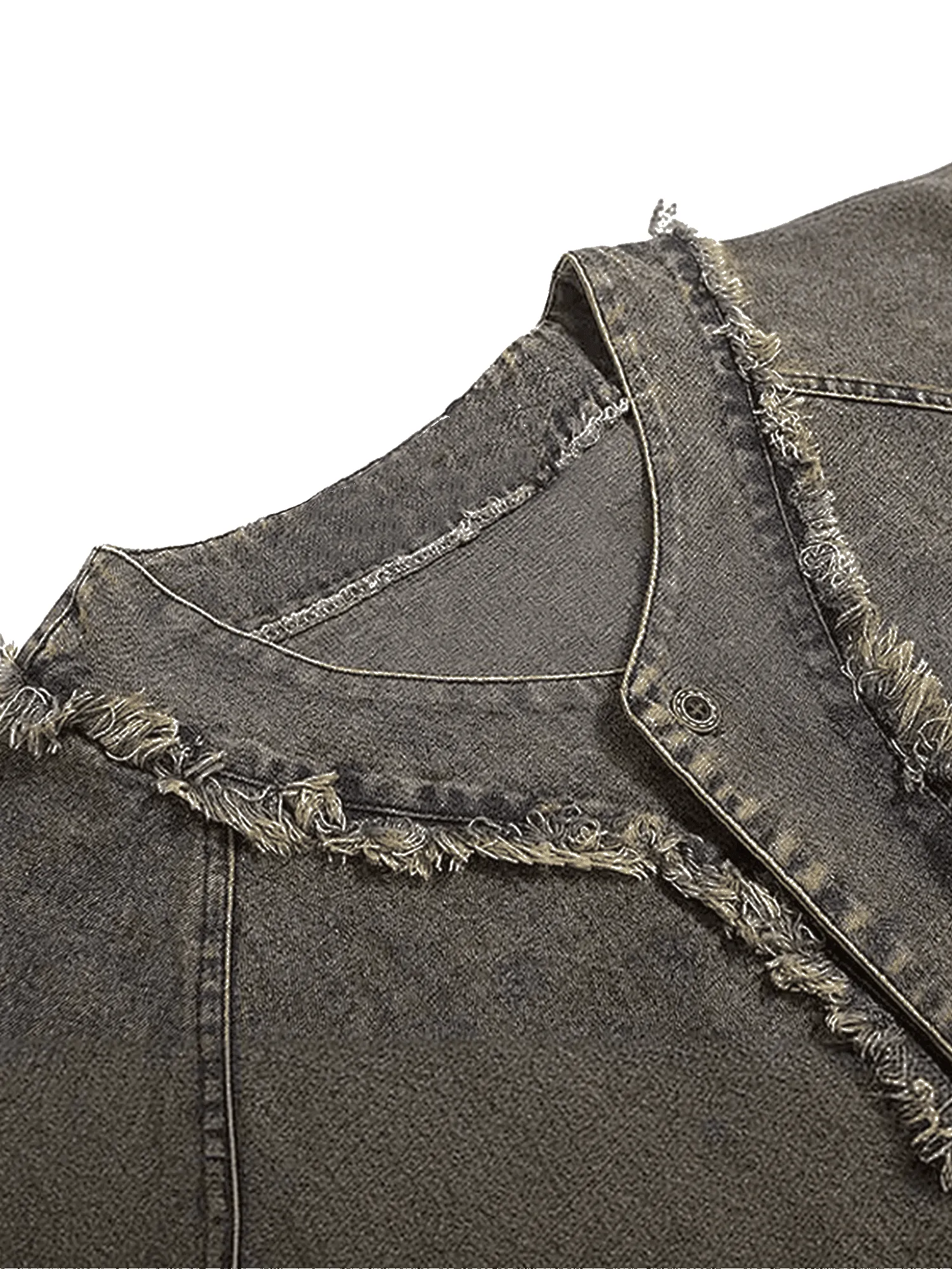 Thesupermade American Heavy Washed Design Raw Edge Denim Shirt sold by Thesupermade product image thumbnail 3