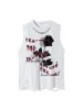 Thesupermade Metallic Embellished Graffiti Floral Print Vest sold by Thesupermade