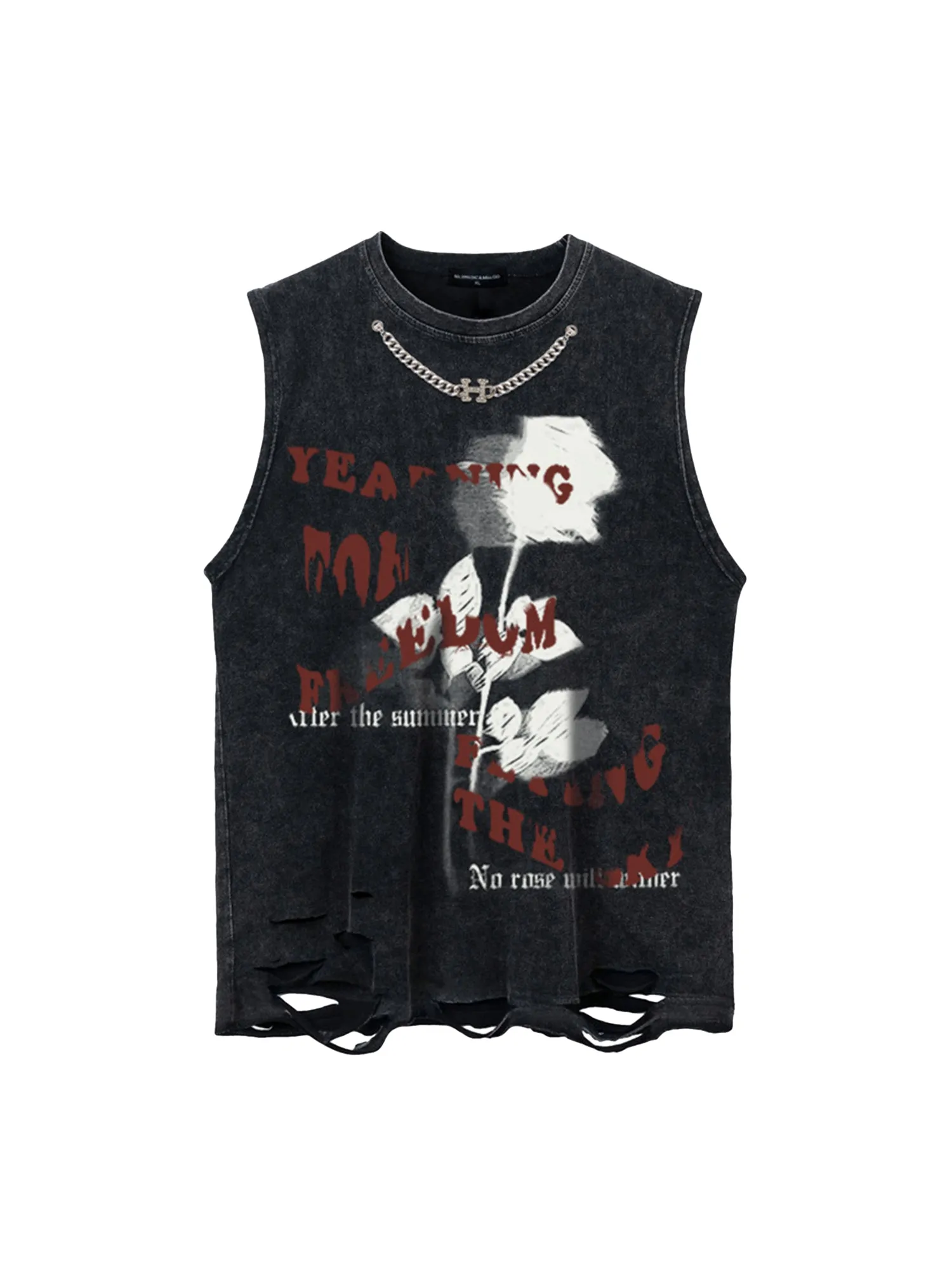 Thesupermade Metallic Embellished Graffiti Floral Print Vest sold by Thesupermade